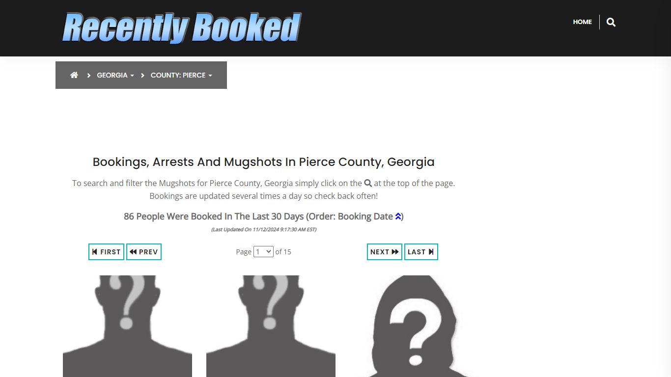 Bookings, Arrests and Mugshots in Pierce County, Georgia - Recently Booked