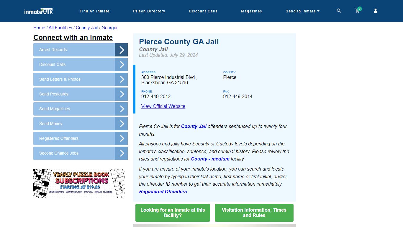 Pierce County GA Jail - Inmate Locator